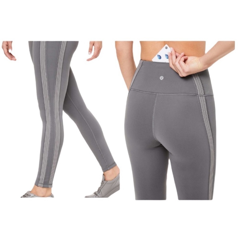 Lululemon Power Lines Pants 28" Titanium Dark Chrome Everlux High Rise Grey Sz 4 - Picture 2 of 15